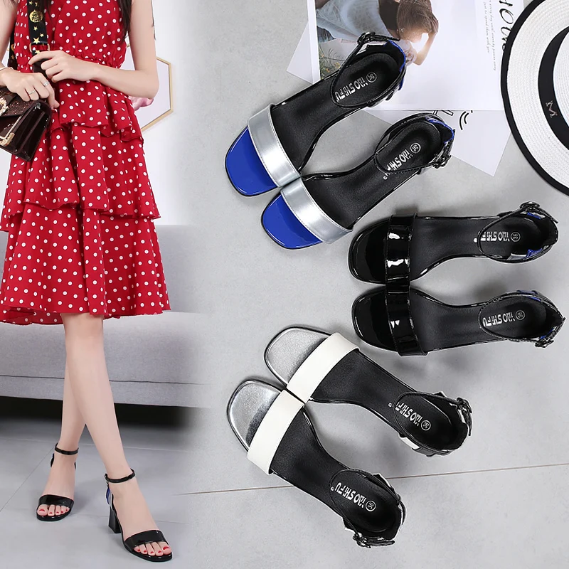 Босоножки женские на высоком толстом каблуке 7 5 см модные милые туфли-лодочки