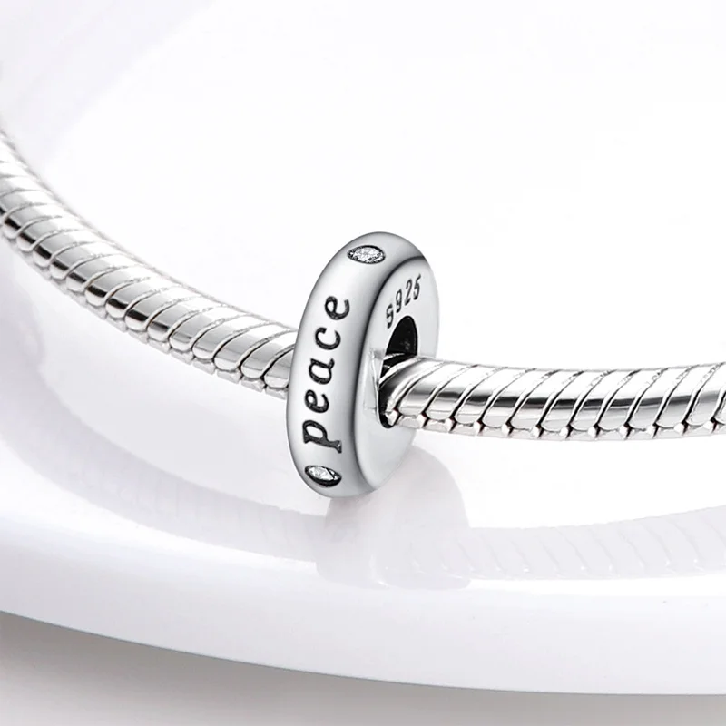

2021 New Silver Color English Angle Round Spacer Beads Fit Original Pandach Bracelets Silver Color Pendant Bead Diy Jewelry
