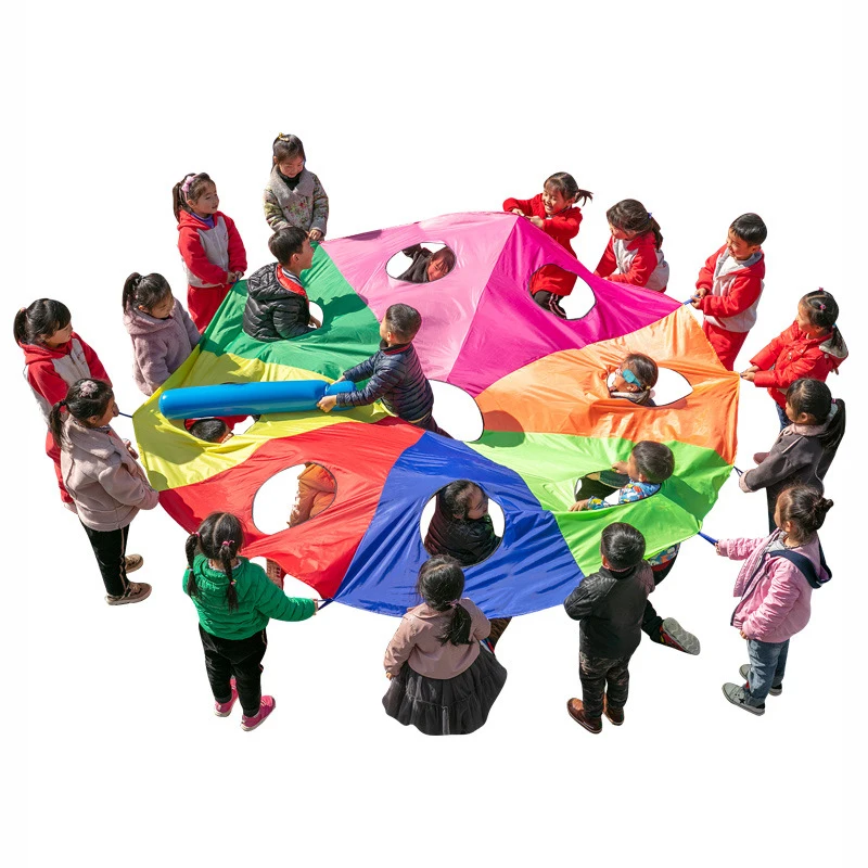 

Kindergarten rainbow umbrella children's game props outdoor sense training equipment parent-child entertainment sports toys