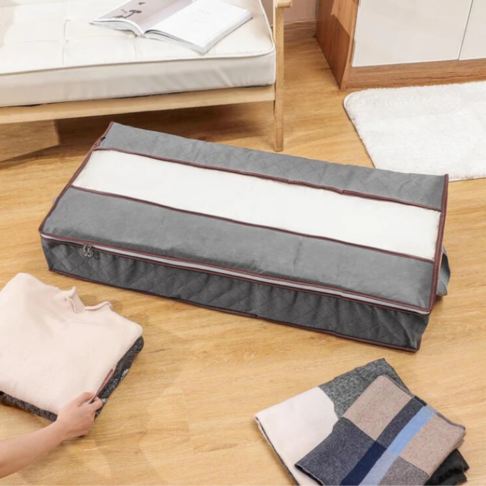 

Large Quilt Storage Bags 2-way Zipper and See-through Front Panel Blanket Clothes Towels Organizer with Reinforced Handle