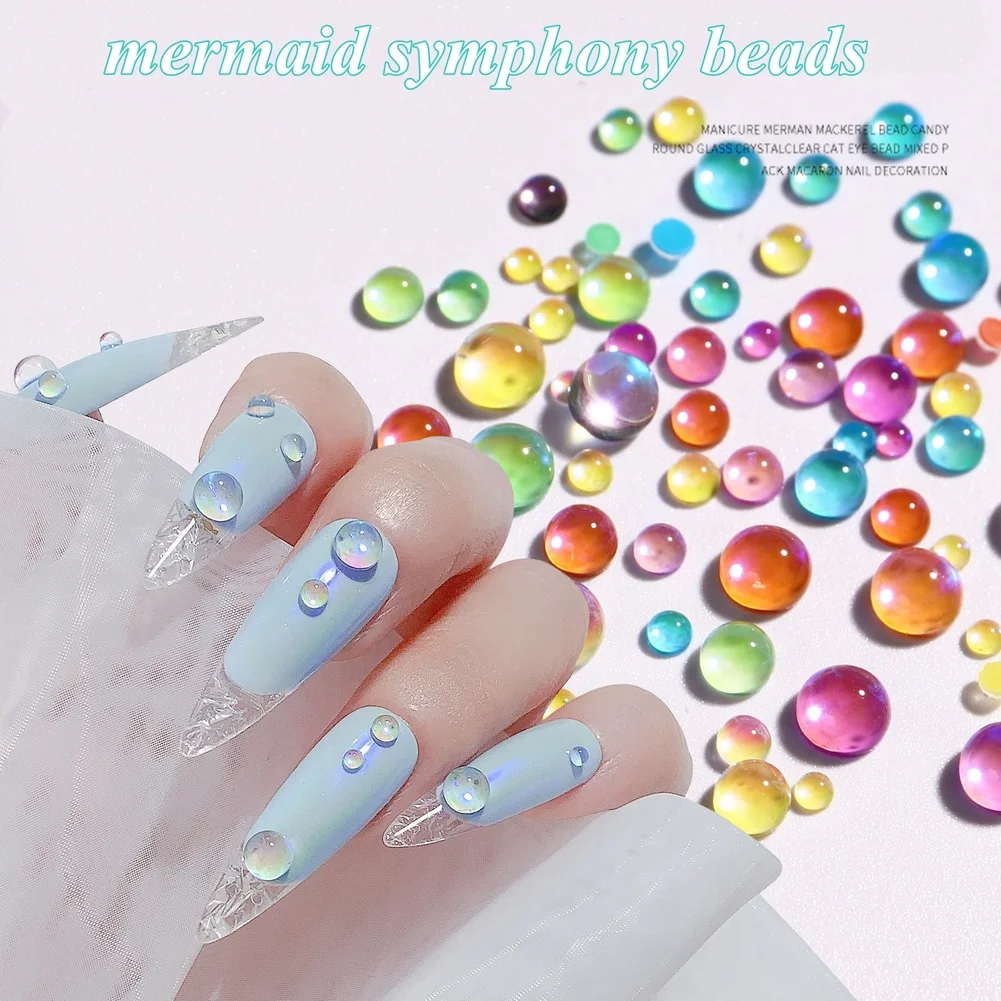 

300 Pcs Nail Art Mermaid Sweet Candy Colored Pearl Rhinestones Crystal Nail Art Decoration Symphony 3D Glitter Diamond Jewelry