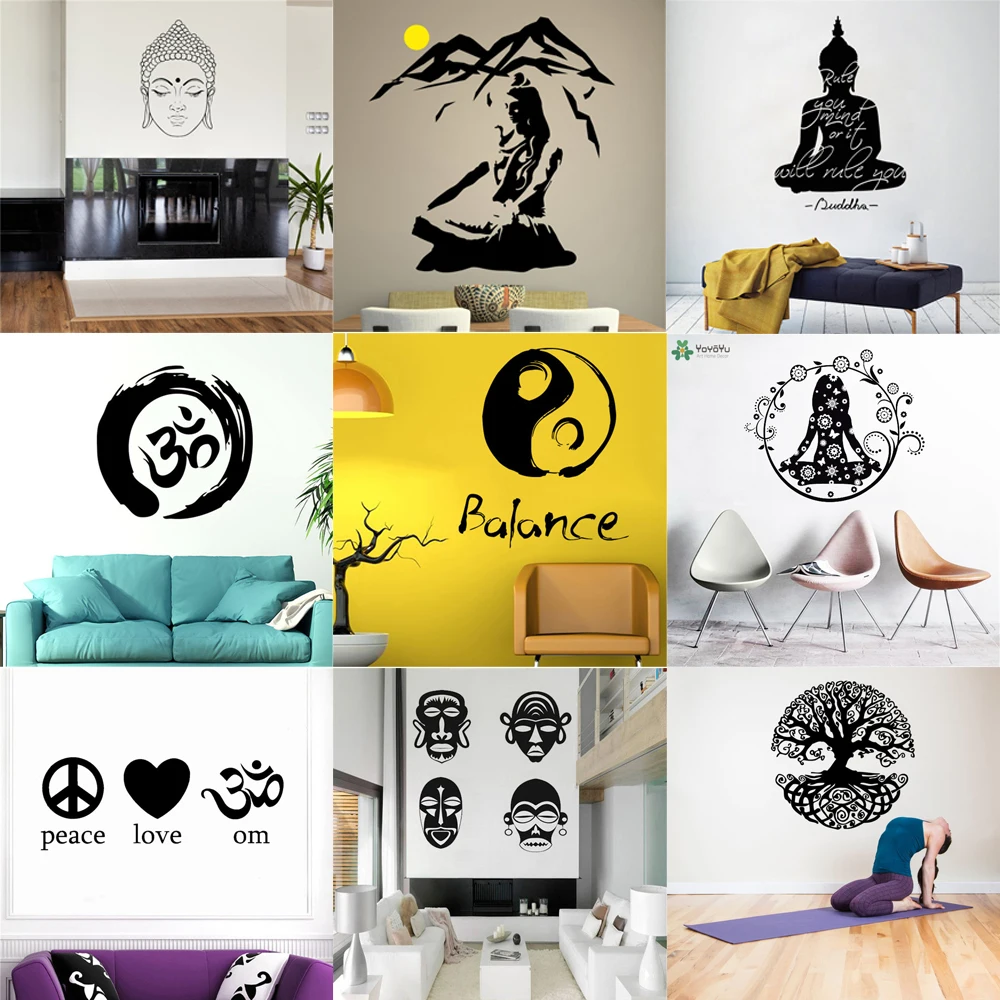 

Budhha Buddhist Quote Rule Your Mind Meditation Wall Stickers Yoga Indian Buddha Decal Interior Houseware Vinyl DIY Mural HY9974