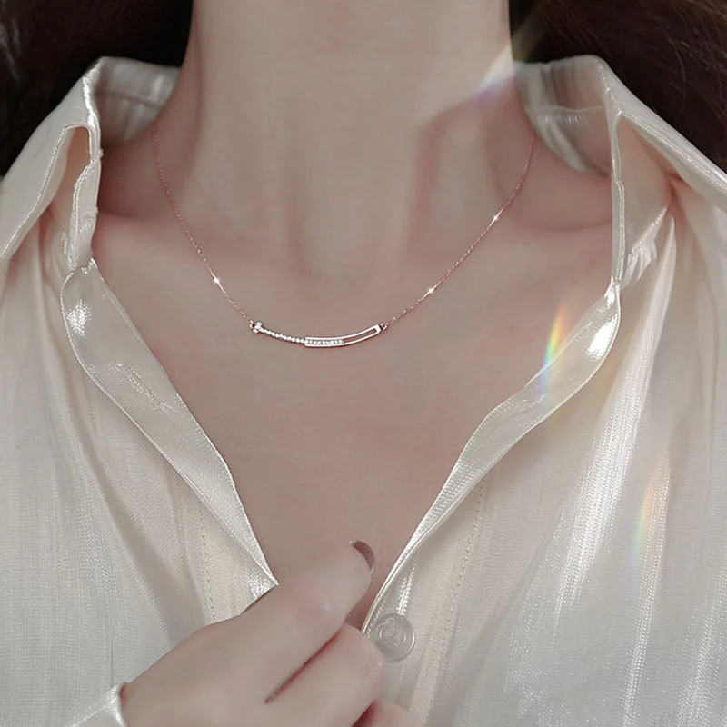 

Sterling Silver 925 Pendant And Necklace Gift For Women's Minimalist Personalized Chains Design Sense Fine Accessories Jewelry