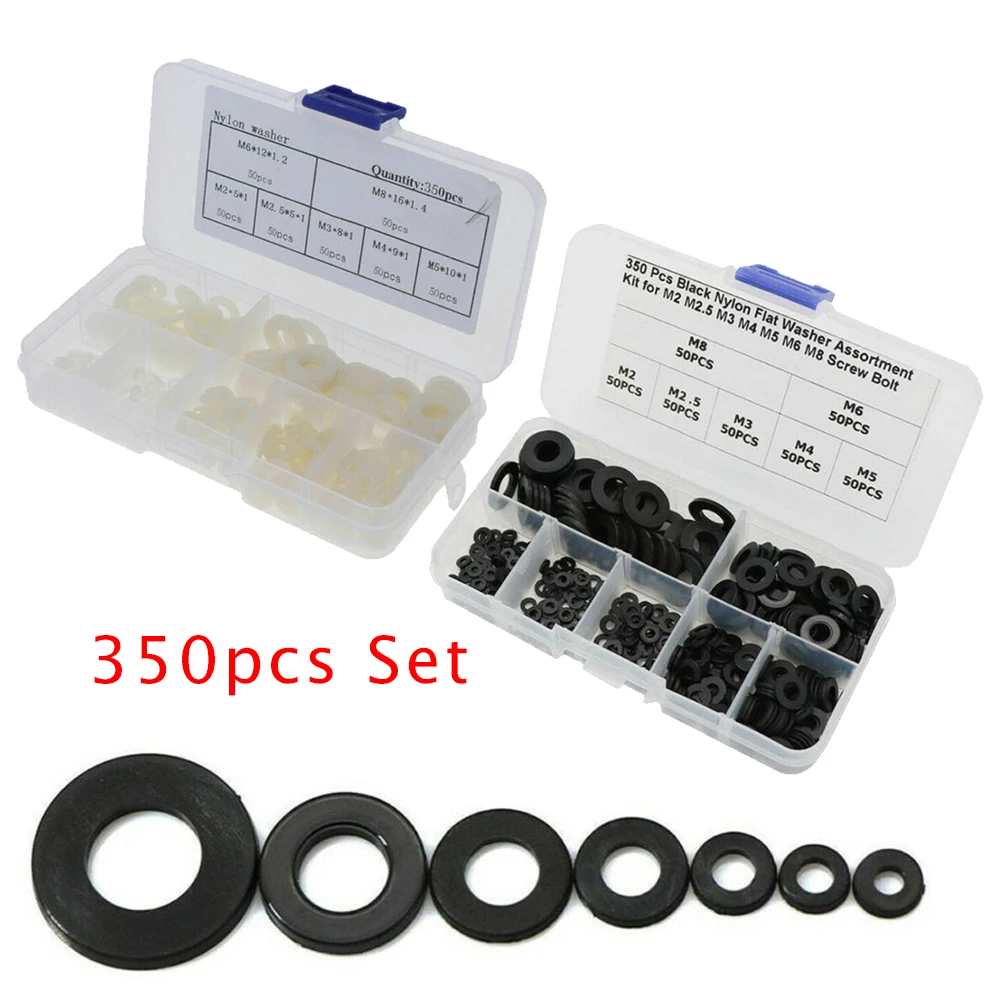 

Repair Washer Gasket Metric Black/White 350pc 350x 350* Nylon Brand New