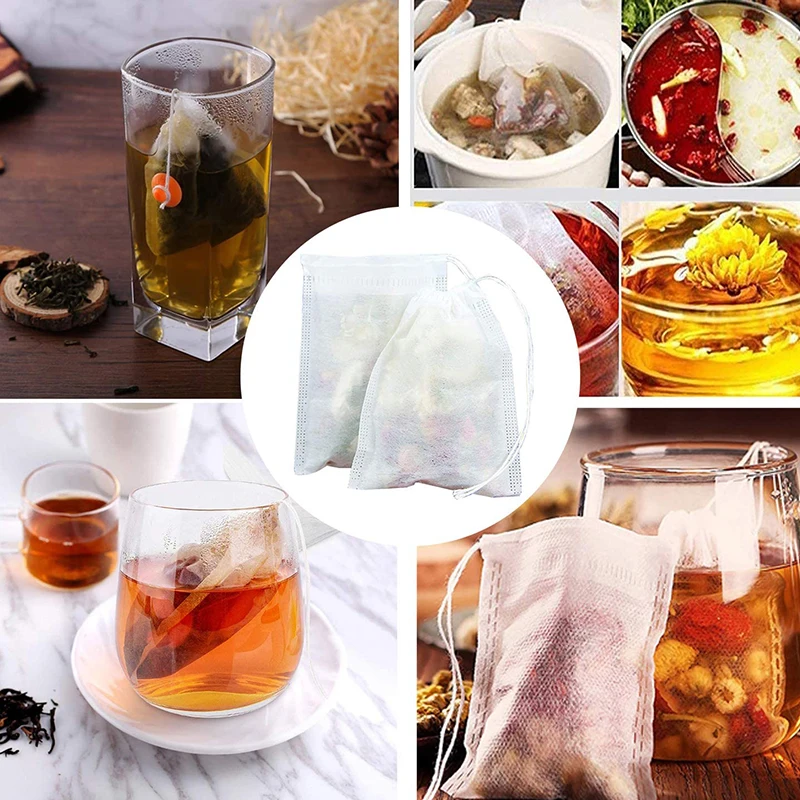 

FQYL Tea Filter Bags, Disposable Tea Filter Bags Empty Cotton Drawstring Seal Filter Tea Bags for Loose Leaf Teal