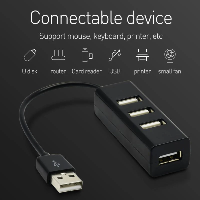 Адаптер для 4-портового устройства мини-USB-разветвитель черный высокоскоростной