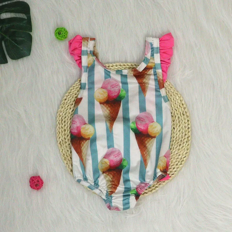 Купальник в полоску для девочек с высокой талией и V-образным вырезом | Мать