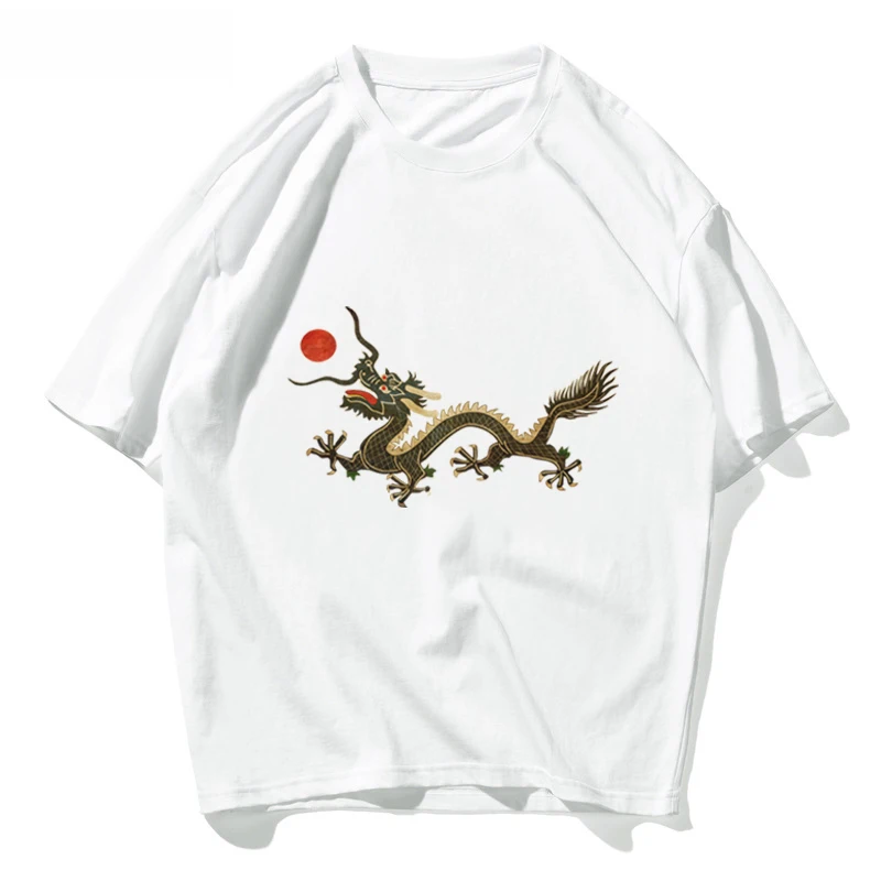 Футболка мужская оверсайз с мультяшным рисунком дракона уличная одежда в стиле