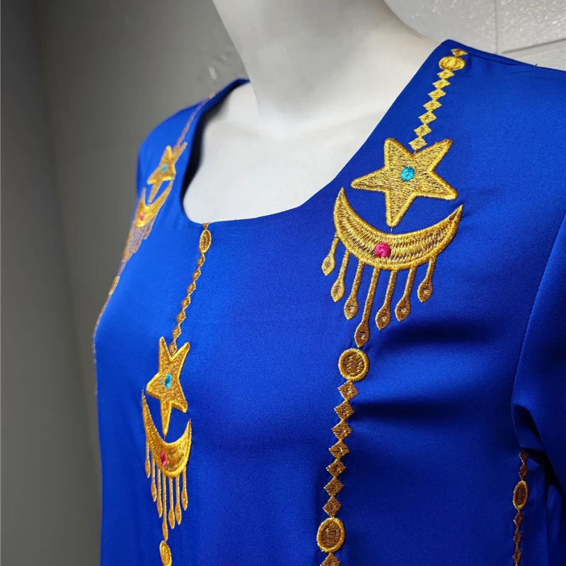 

Ramadan Muslim Abaya Women Modest Clothing Dubai Islamic Middle East Dress Maxi Solid Color Embroidery Long Sleeve Elegant Party