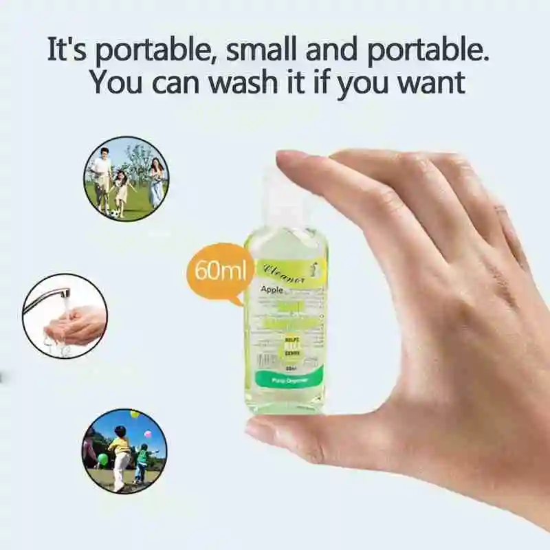 60 мл дорожный Портативный Миниатюрный антисептик для рук антибактериальный