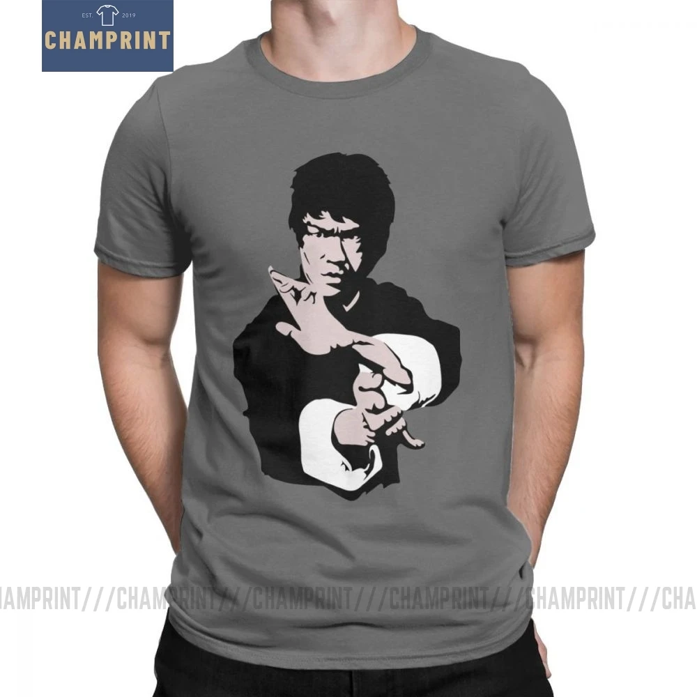 Мужская футболка Брюс Ли на его знаменитом кунг фу Джет куне до поза сумасшедшие