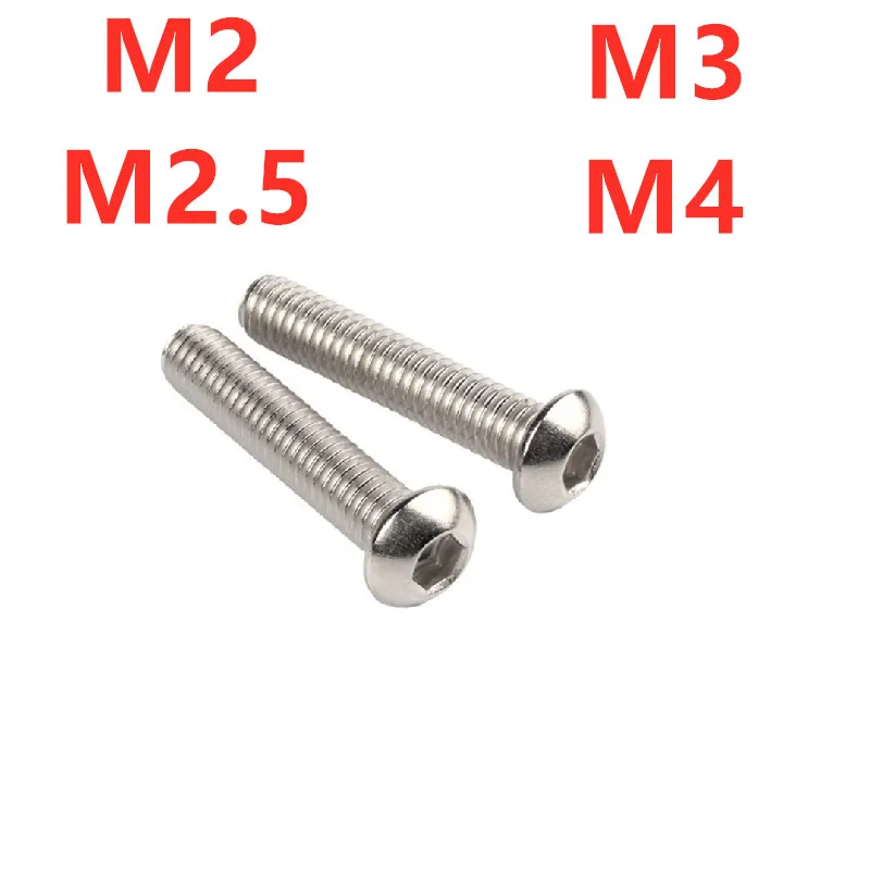 

M2 M2.5 M3 M4 нержавеющая сталь 304 Винты с круглой головкой в виде гриба Шестигранная розетка