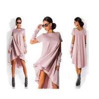 women fashion style solid casual skater o neck above knee vintage retro tunic dress