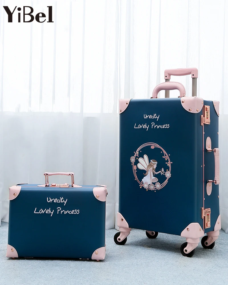 

Handmade Retro Luggage Case 20/22/24/26inch Code Bag Excellent PU Leather Suitcase Fairy Pattern Soft Cotton Inner Material