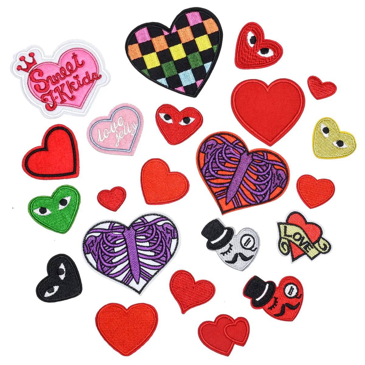 

Love Heart Embroidery Patches Iron on Cartoon Heart Shaped Badges DIY Thermo Stickers for Clothes Hole Patch Decorative Applique
