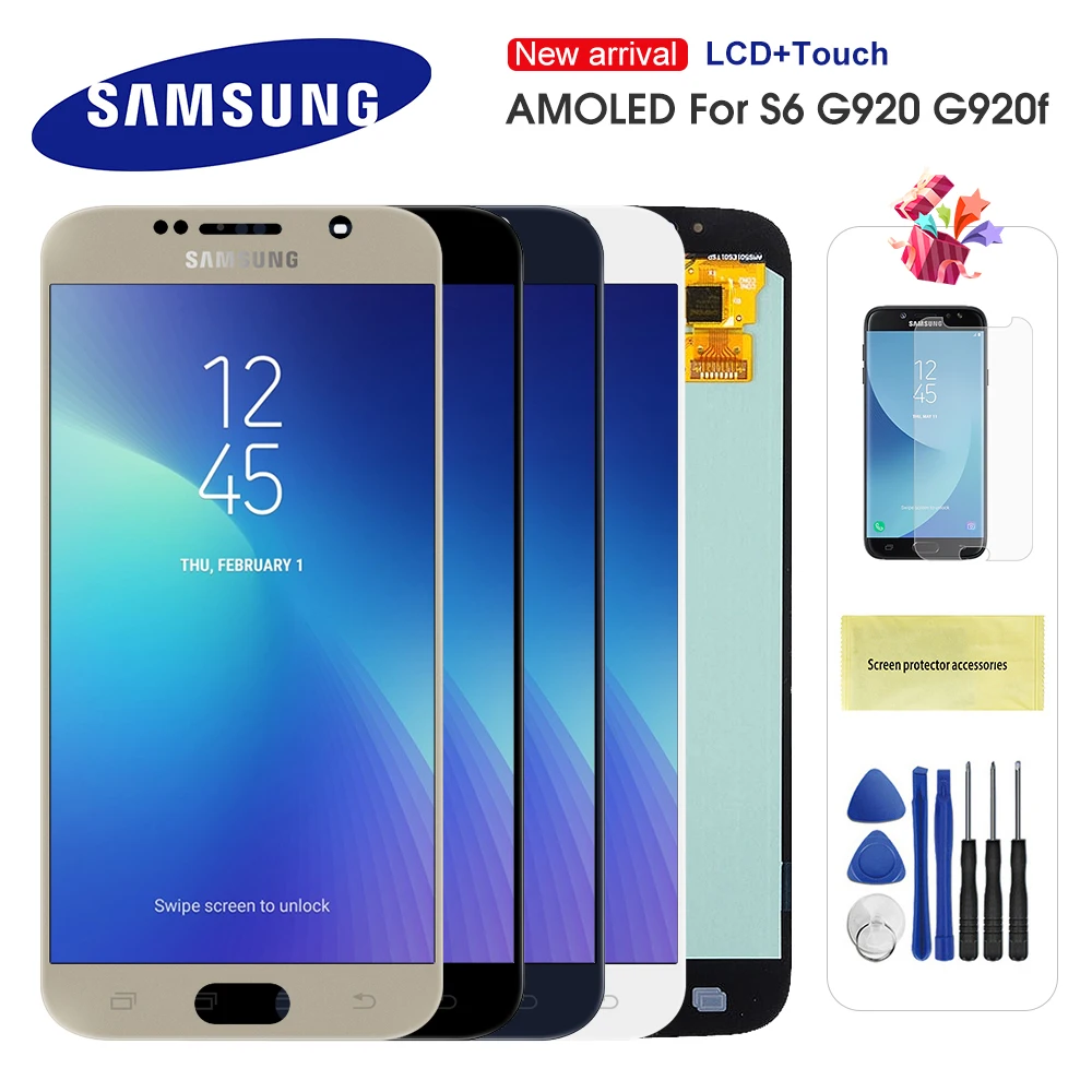 Super AMOLED ЖК дисплей для SAMSUNG GALAXY S6 G920 с дигитайзером сенсорного экрана в сборе