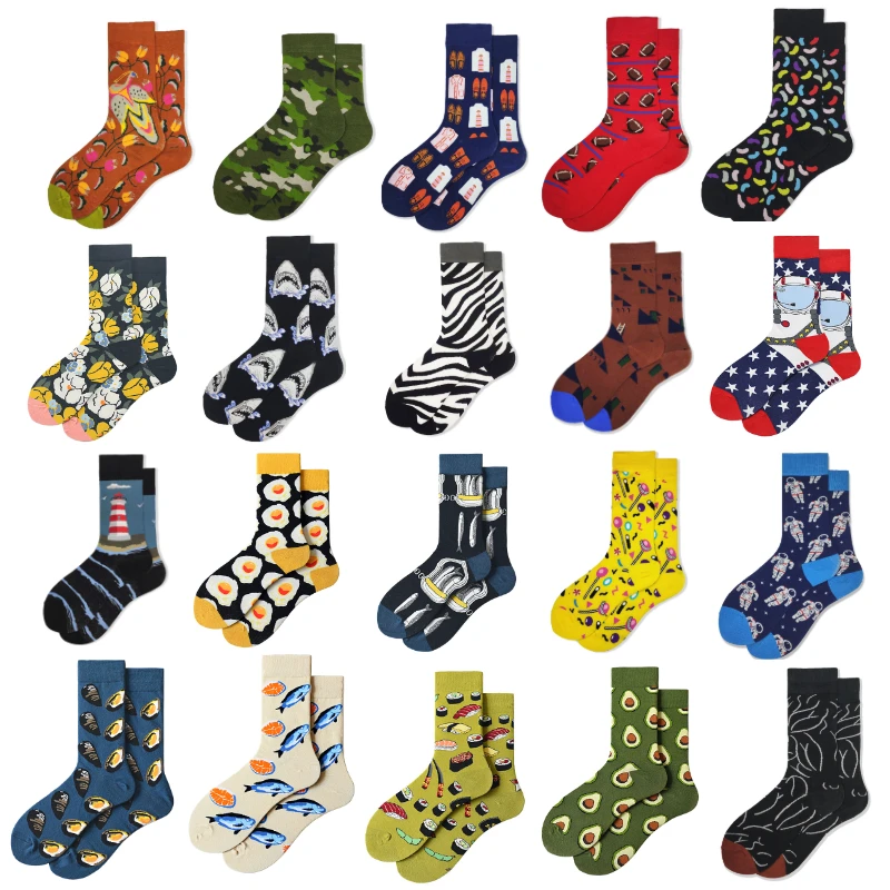 

Носки мужские из чесаного хлопка, с забавными рисунками