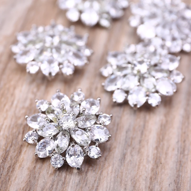 

5Pcs 21mm Petals Flower Rhinestone Buttons Crystal Embellishments DIY Accessory 1015