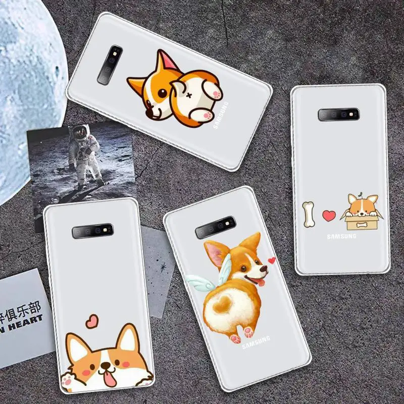

Cute cartoon corgi dog Phone Case Transparent for Samsung A71 S9 10 20 HUAWEI p30 40 honor 10i 8x xiaomi note 8 Pro 10t 11