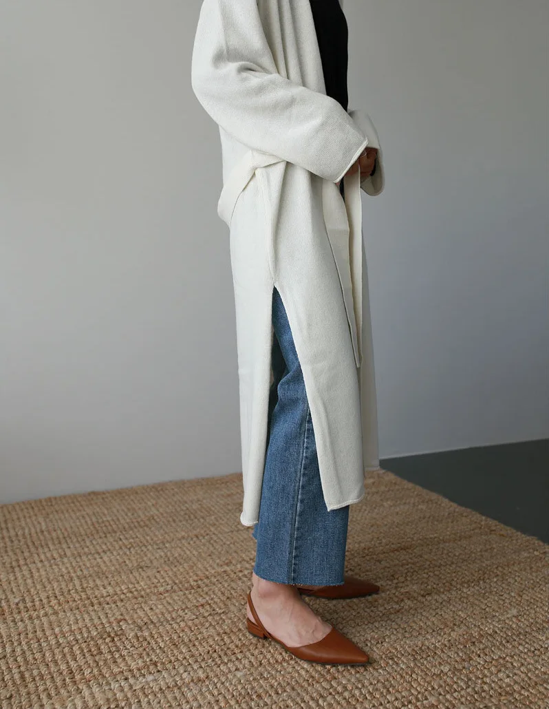 Autumn Winter Women's Cardigan Simple Belt Female New Fashion Long Coat Loose Type Wool Knitted Cardigan Female Outwear