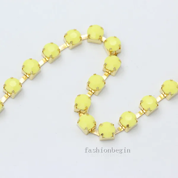 yellow 1 ярд ss28 ss38 цветные акриловые хрустальные стразы отделка чашки коготь латунная цепь пришить клей на обрезку DIY Швейные аксессуары ремесла - Цвет: yellow