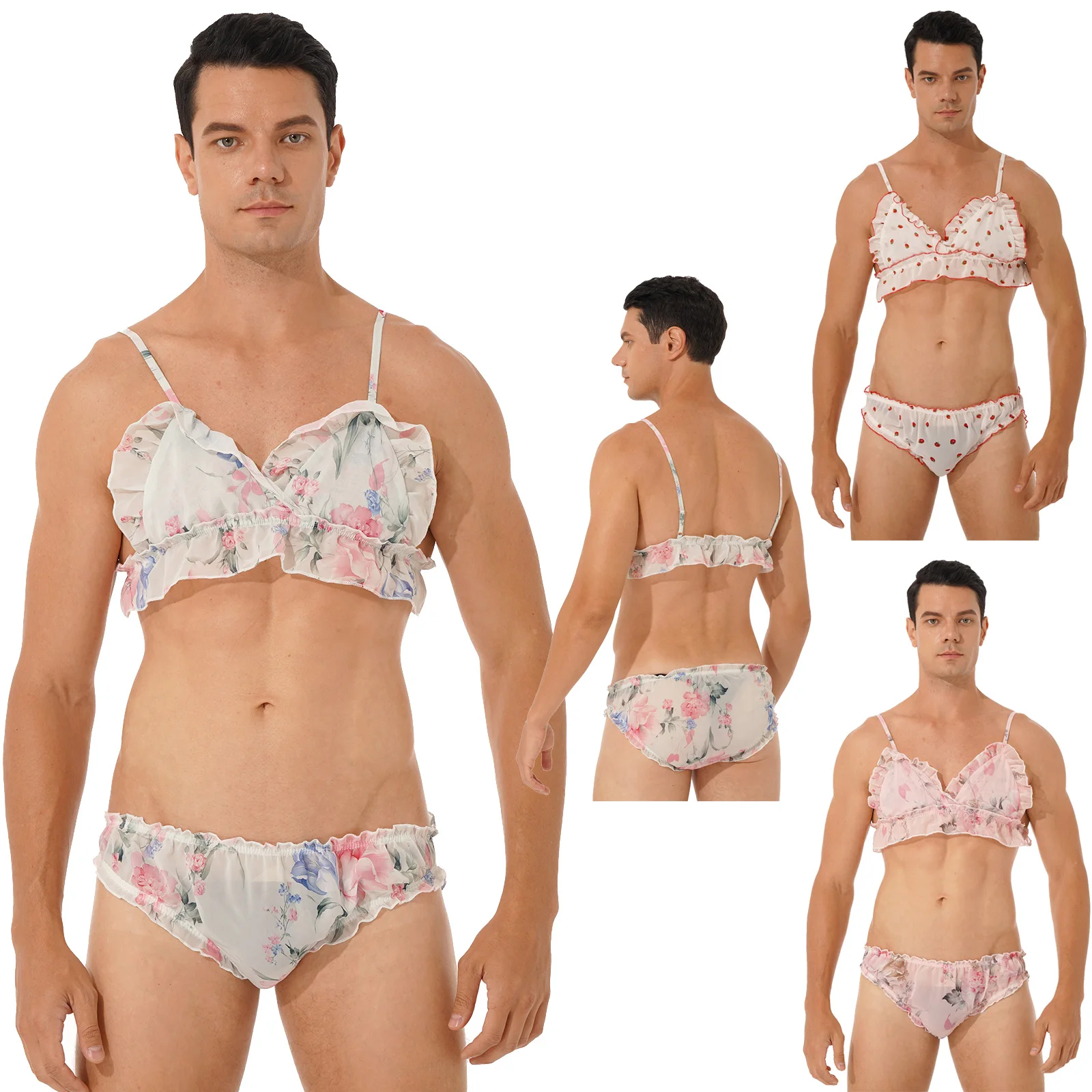 2 шт. мужской комплект нижнего белья с регулируемыми бретельками и трусами |