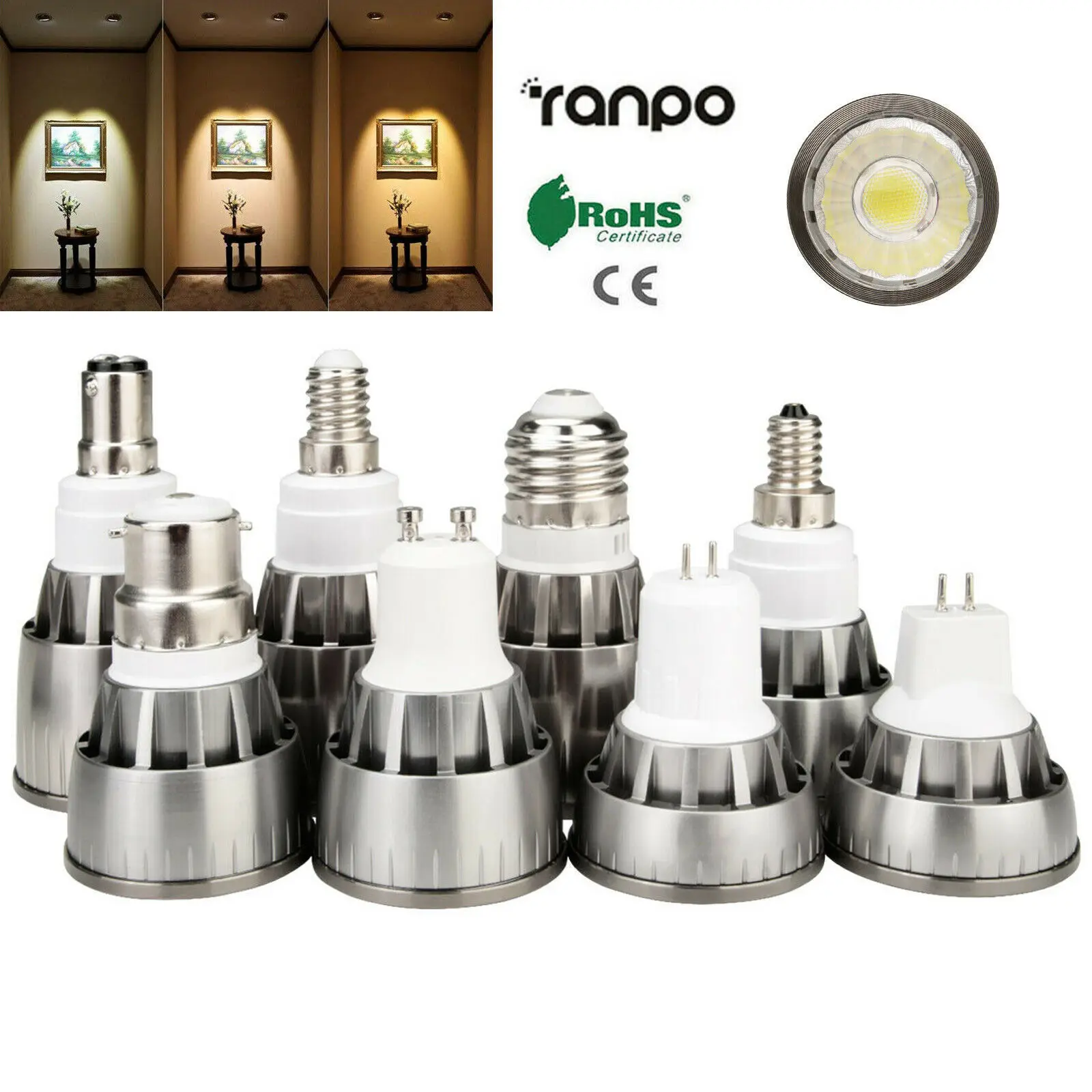 

GU5.3 MR16 7W AC85-265V LED COB Bulbs Lamp Super Bright 9W 12W Spotlight Lamp White for Living House Home Decoration Indoor Led