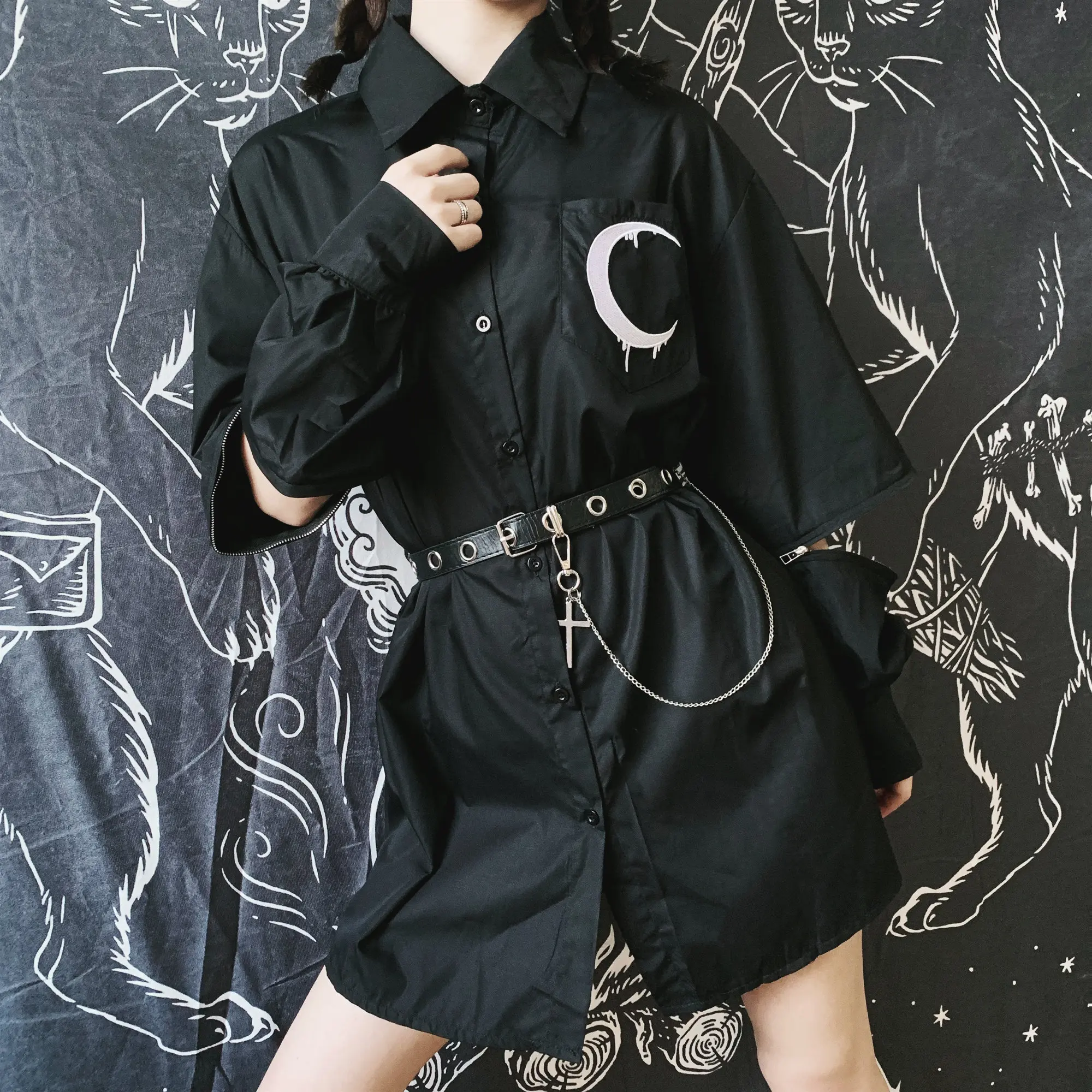 Ruibbit панк Осенняя ретрорубашка в консервативном стиле женские топы с вышивкой