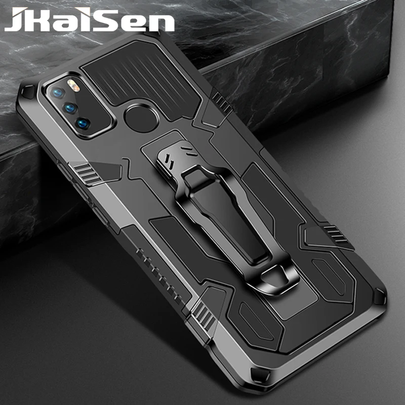 

JKaiSen Luxury Back Clip Bracket Phone Case For Infinix Hot 9 Play Shockproof Protective Cover Back Case for Infinix Hot 10 Play