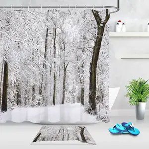 Занавеска для душа, водонепроницаемая ткань с 12 крючками, для ванной и дома