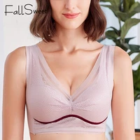 fallsweet wireless bras for women plus size vest lingerie full figure lace underwear thin cup sleep brassiere femme