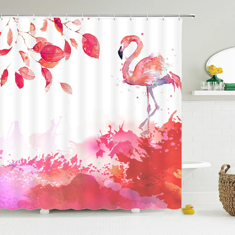 Занавеска для душа с 3D-принтом цветов и птиц водонепроницаемая занавеска из