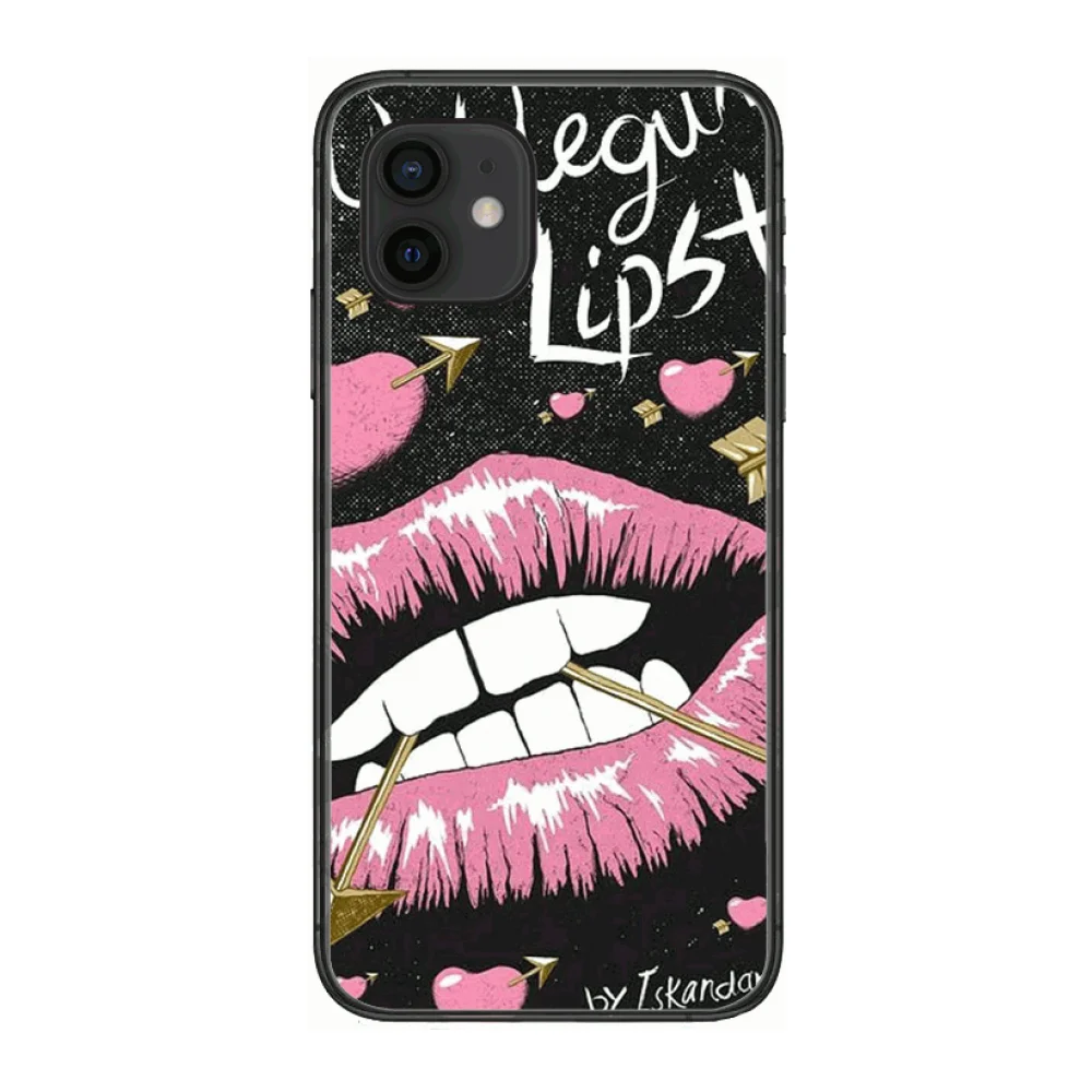 

Sexy lips Style Phone Case cover For iphone 12 pro max 11 8 7 6 s XR PLUS X XS SE 2020 mini black cell shell