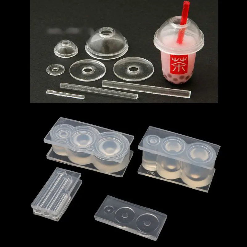 Mini botella de resina UV 3D para té y leche, molde de silicona, miniherramienta de juego de alimentos