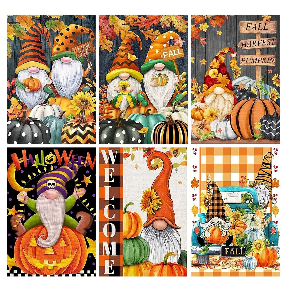 Алмазная живопись осенние гномы Рождество Санта вышивка мозаика картина