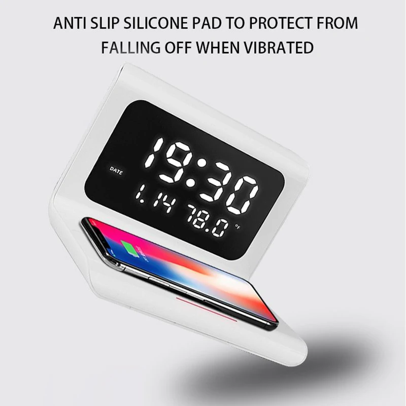 Светодиодный смарт будильник время Температура Дисплей Беспроводной Зарядное