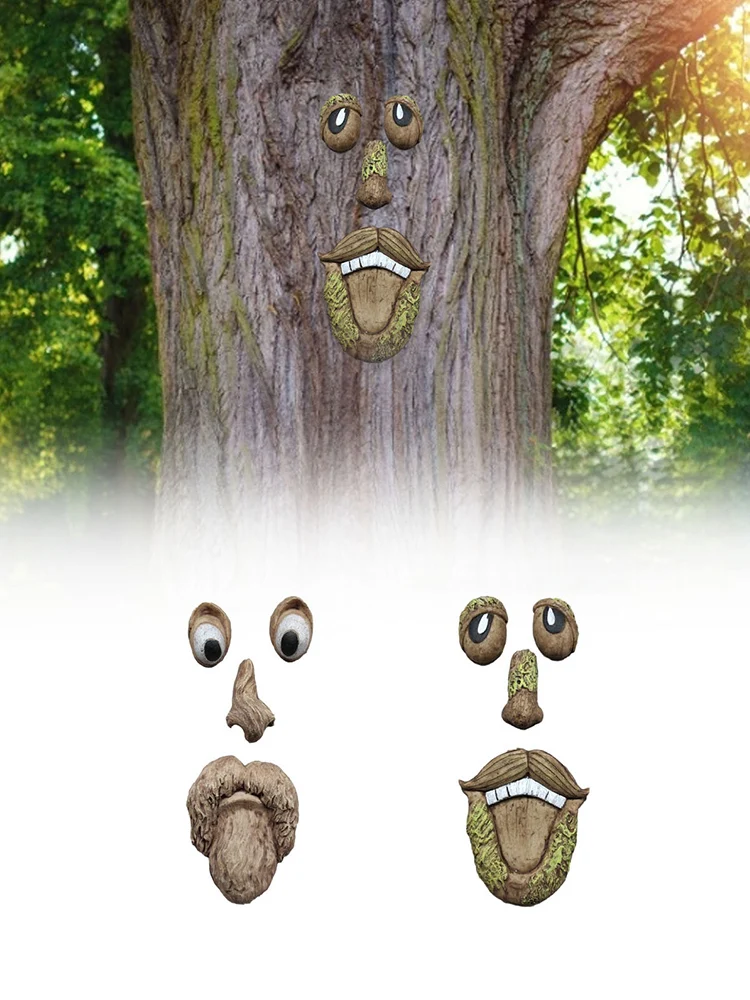 

Декор для лица и дерева для стариков, забавная уличная скульптура для двора, художественное украшение для сада