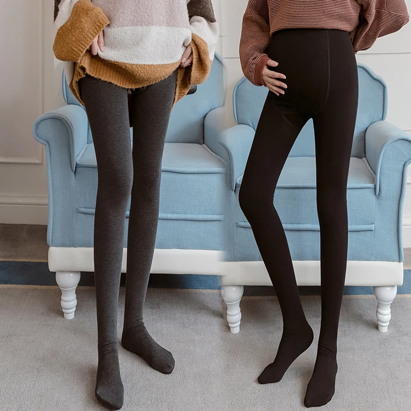 1715# Autumn Thick Warm Cotton Maternity Tights High Waist Belly Pantyhose Clothes for Pregnant Women Casual Pregnancy Bottoms