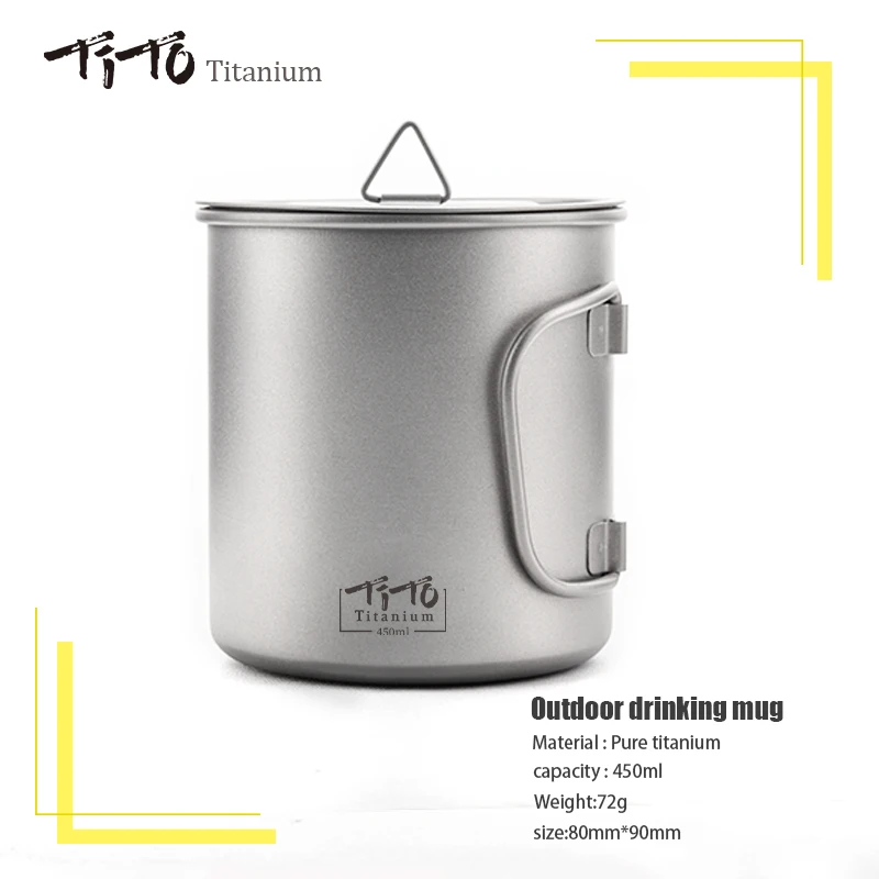 Портативная Ультралегкая чашка Тито из титана однослойная кружка с вытяжной