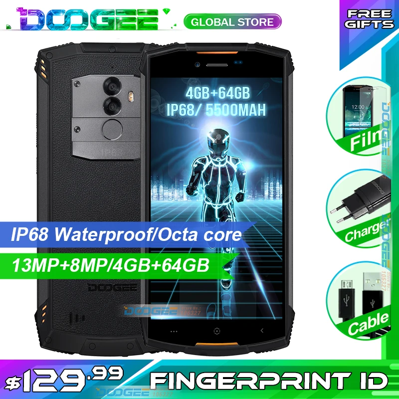 DOOGEE S55 прочный телефон 5 дюймов 18:9 IP68 из непромокаемой ткани пылезащитный