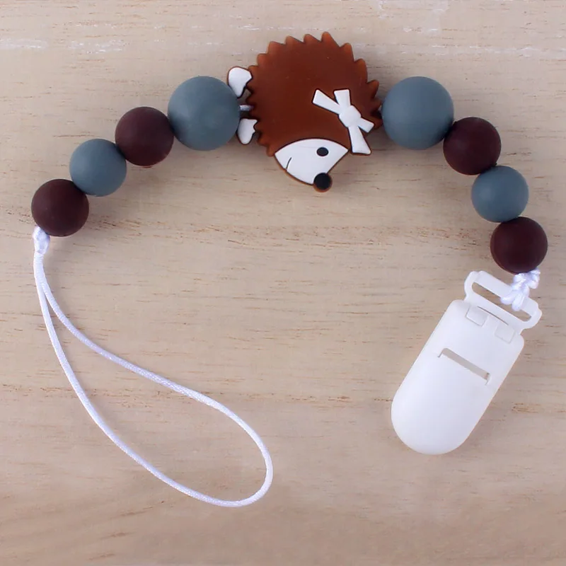 Baby Pacifier Clips Dummy Clip Silicone Beads Cartoon Animal Flamingo Koala Hedgehog Pendant Holder Chain Gift | Мать и ребенок
