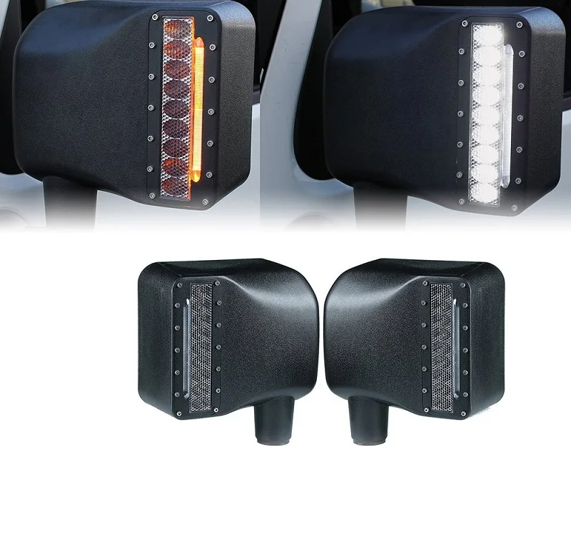 Black Cover Led Turn Signal Mirror For Jeep Wrangler Amber Rear View Side Light JK 07-17 | Автомобили и мотоциклы