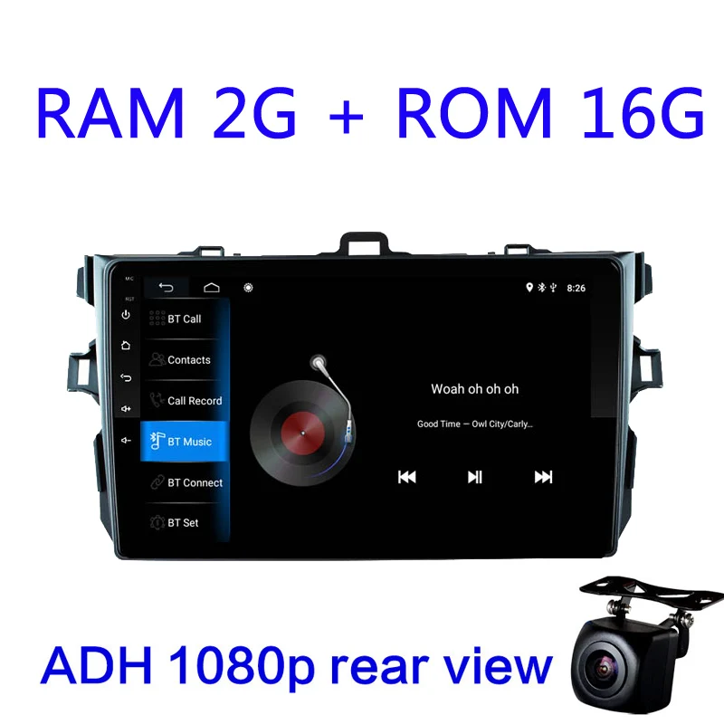 2G-16G-CAM 2G Оперативная память Android 9,0 Автомобильный мультимедийный dvd-плеер для Защитные чехлы для сидений, сшитые специально для Toyota Corolla E140 150 2006 2007-2009 2010 2011 2012 автомобиль радио gps навигации - Color: 2G-16G-CAM