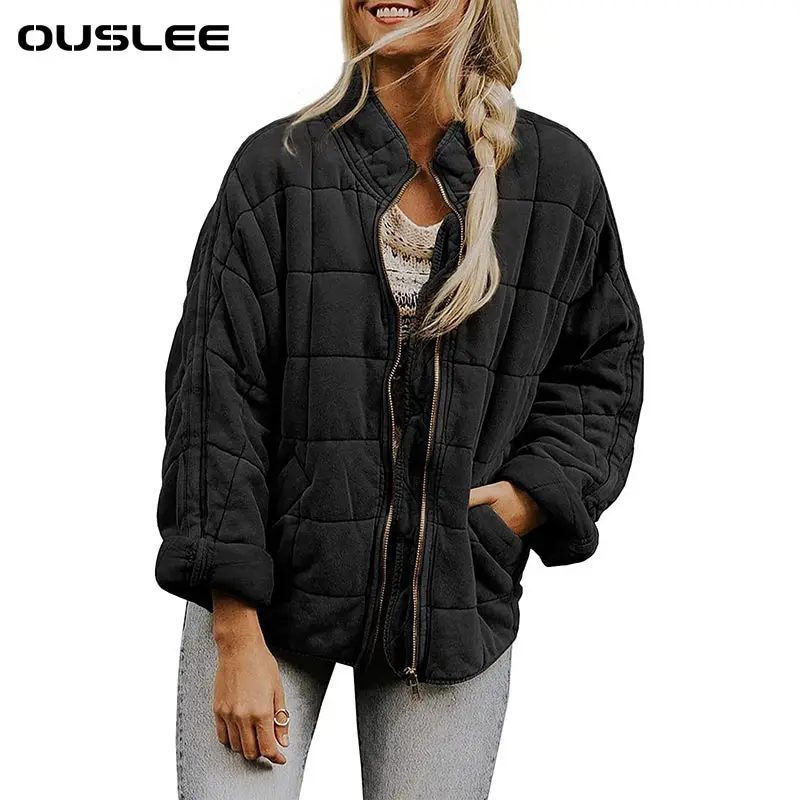 OUSLEE Womens Padded Coats Winter Designer Clothes Vintage Loose Quilted Jackets Casual Padded Coats Oversized Warm Parkas