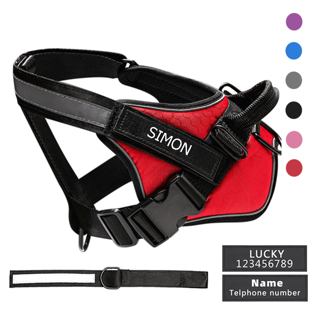 

Personalized Dog Harness Vest NO PULL Reflective Breathable Adjustable Customized Pet Harness Outdoor Walking Pet Accessories