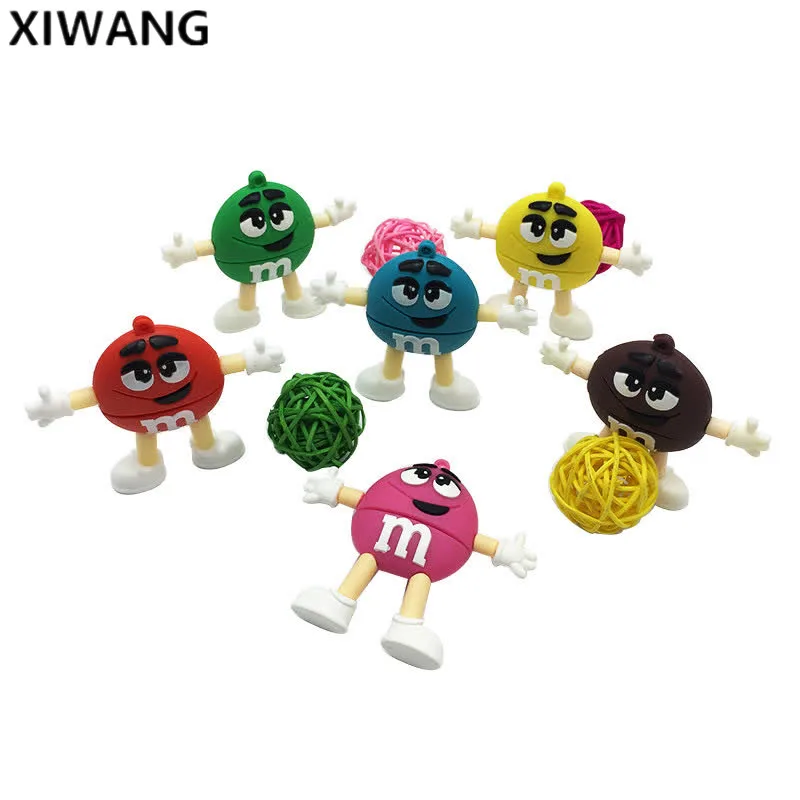 

cute cartoon M & M beans USB flash drive 8GB usb 2.0 pen drive 16GB pendrive 4GB 32GB 64GB 128GB chocolate bean usb memory stick