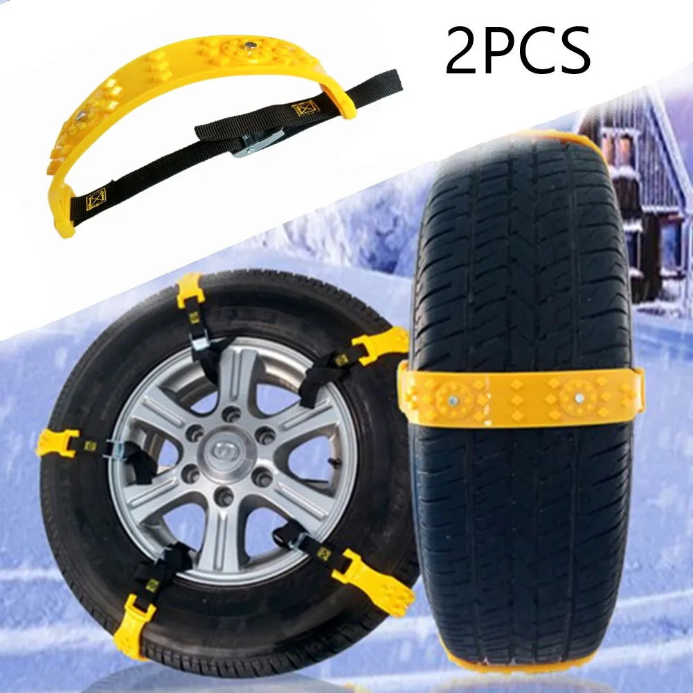 

2PCS Car Snow Chain Car Off-Road Tires Anti-Skid Yellow Abrasion Resistance Low Noise High Quality For Snow And Mud Relief