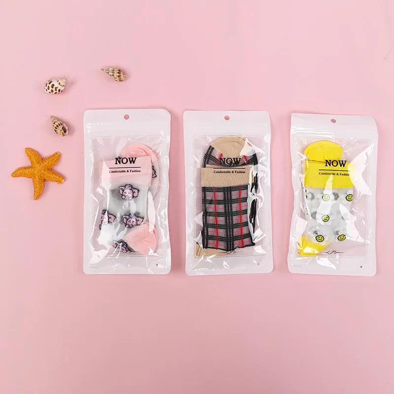 Корейский стиль шелковые прилив Happy забавные Женские носочки милые тонкие