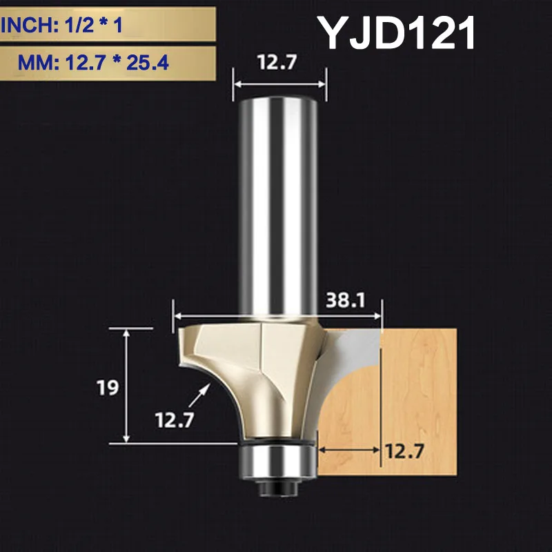 YJD121 Tideway круглая фреза для отделки кромки бит 1/" хвостовик для деревообрабатывающего инструмента 2 Флейта концевая фреза с подшипником Фрезерный резак Угловой - Длина режущей кромки: YJD121