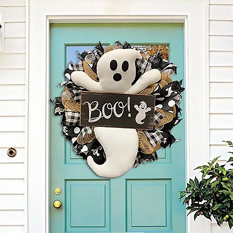 

Венок на Хэллоуин BOO! Фермерский венок-призрачный венок наружный входной дверь внутренний Настенный декор Хэллоуин сотовый призрак искусст...